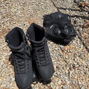 Roller skates with safety wear